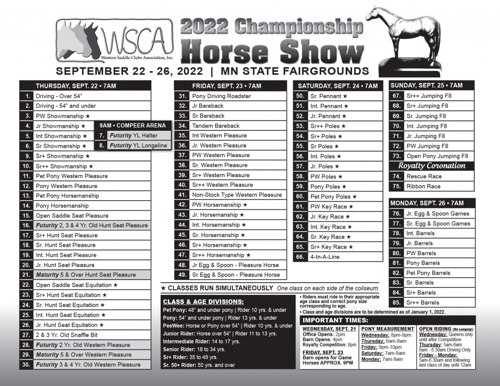 2022 ChampShow Schedule