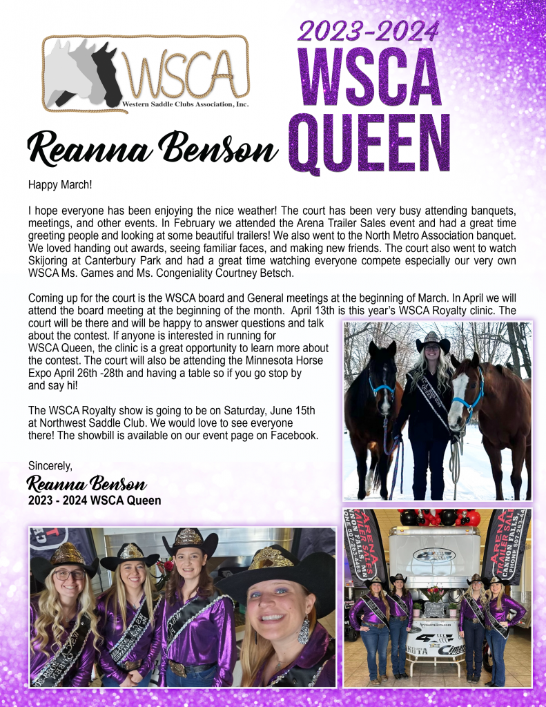 Queen’s Message Western Saddle Clubs Association, Inc.